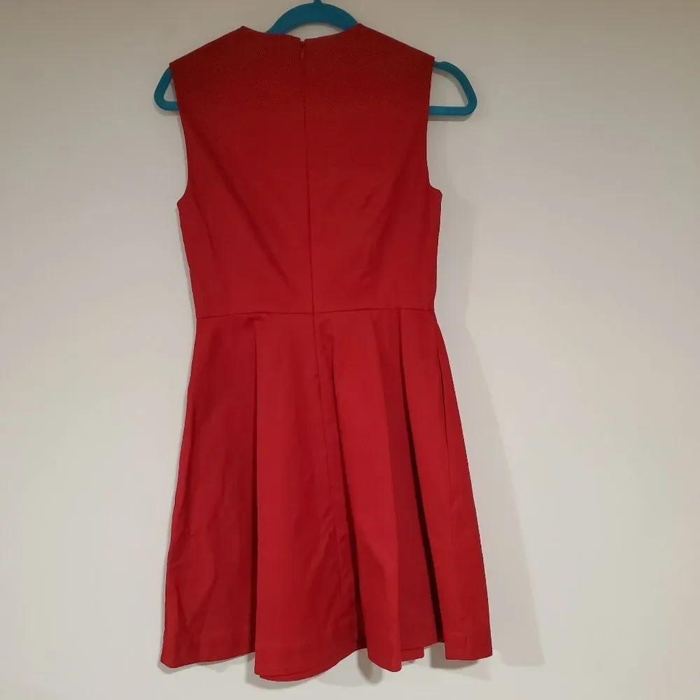 Kate Spade Saturday Red Sleeveless Pleated Fit & Flare Dress 2